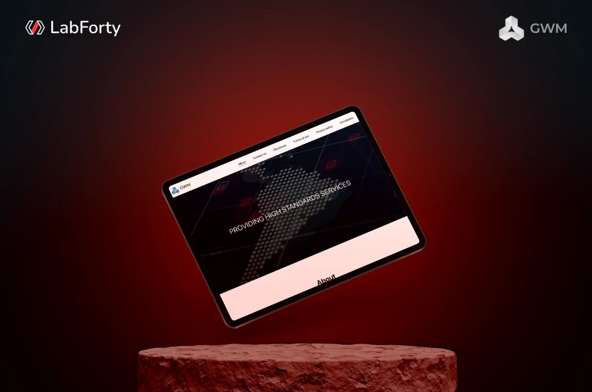 GWM Ltd. website first screen shown on a tablet